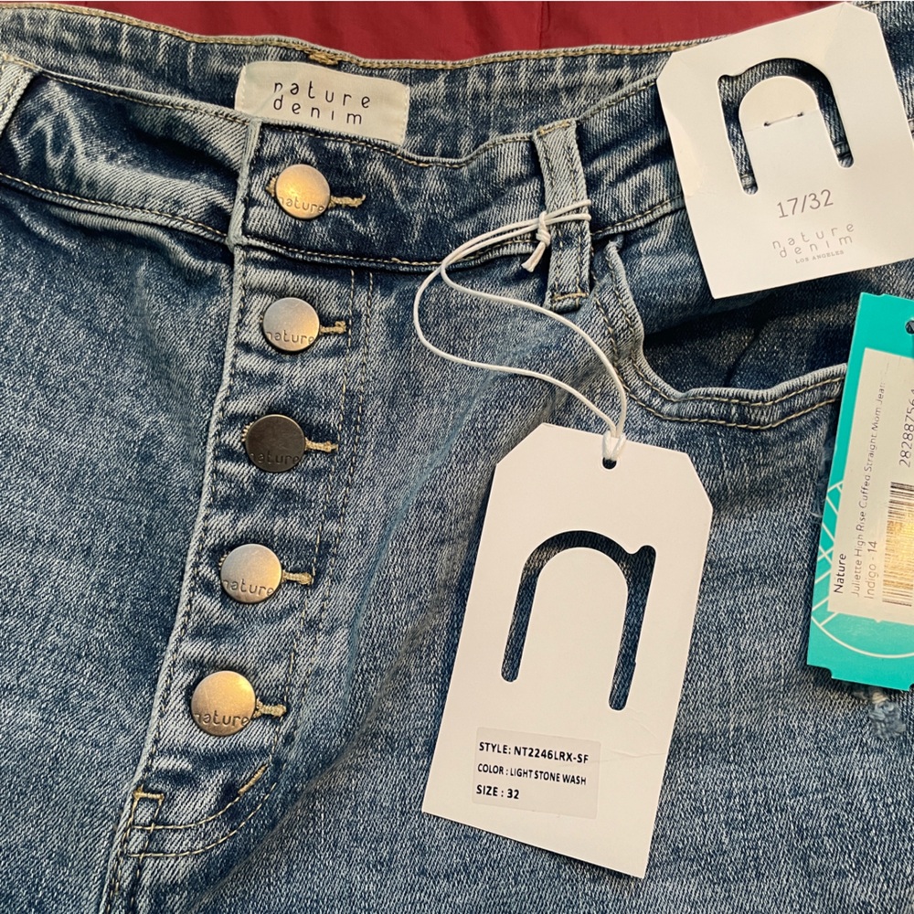 Nature Denim 
Juliette High Rise Cuffed 
Button fly Mom Jeans 
Stitch Fix